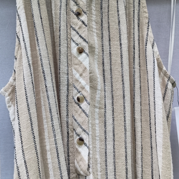 NWT Tribal Jeans linen rayon blend white tan striped dress size XS - Picture 5 of 8